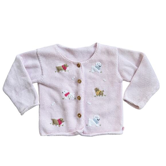 Girls Handmade Crochet Dog Lover Sweater Cardigan - Picture 1 of 8